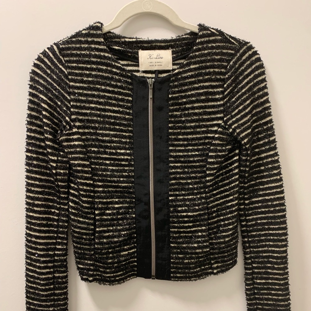 Madewell Hi-Line cropped sequin sweater-jacket, XS